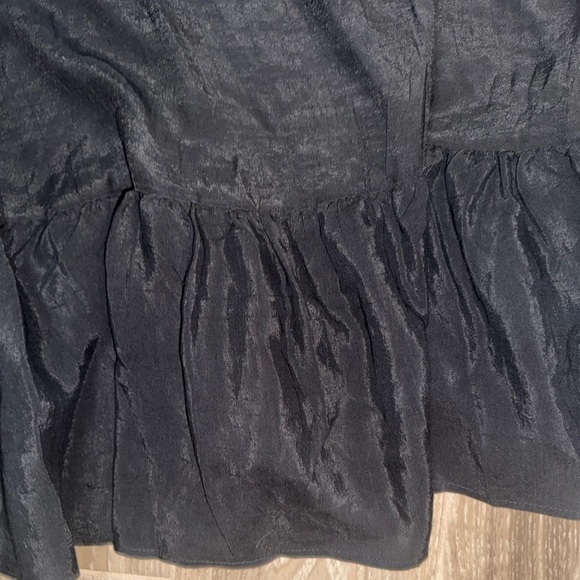 AUW SMOCKED BODICE BLACK FLARE HEM MAXI DRESS BOHO CHIC LARGE - Picture 9 of 15